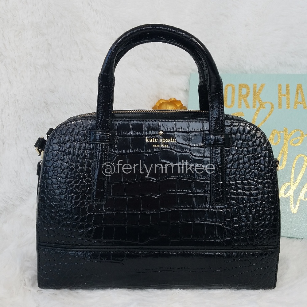 KATE SPADE NEW Women's Handbag Purse Small Felix Riverside St Exotic Black NWT